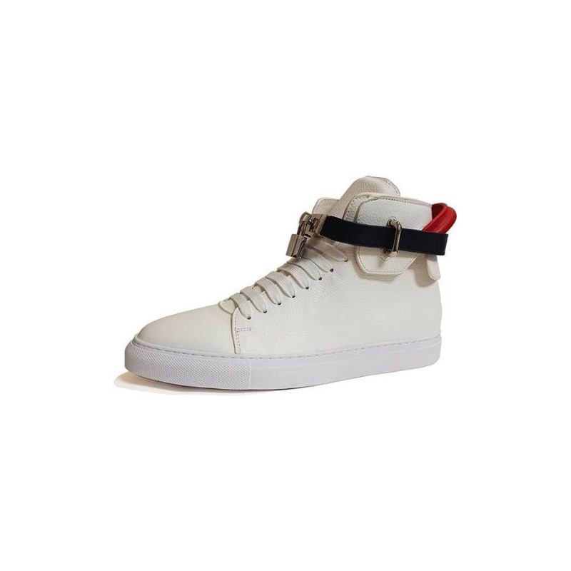 Sneakers För Män Utsmyckade Solid High-top - Vit