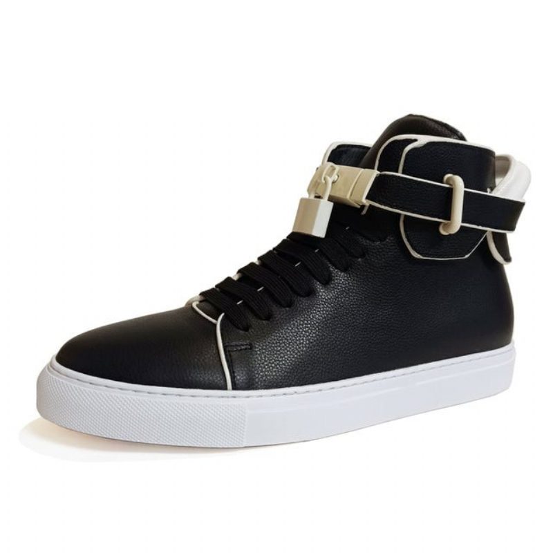 Sneakers För Män Utsmyckade Solid High-top - Svart