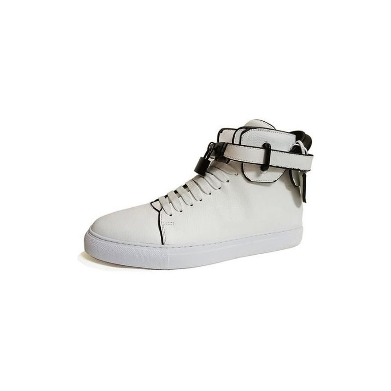 Sneakers För Män Utsmyckade Solid High-top - Vit