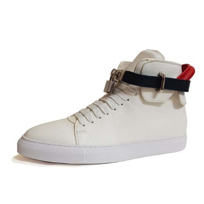 Sneakers För Män Utsmyckade Solid High-top - Vit