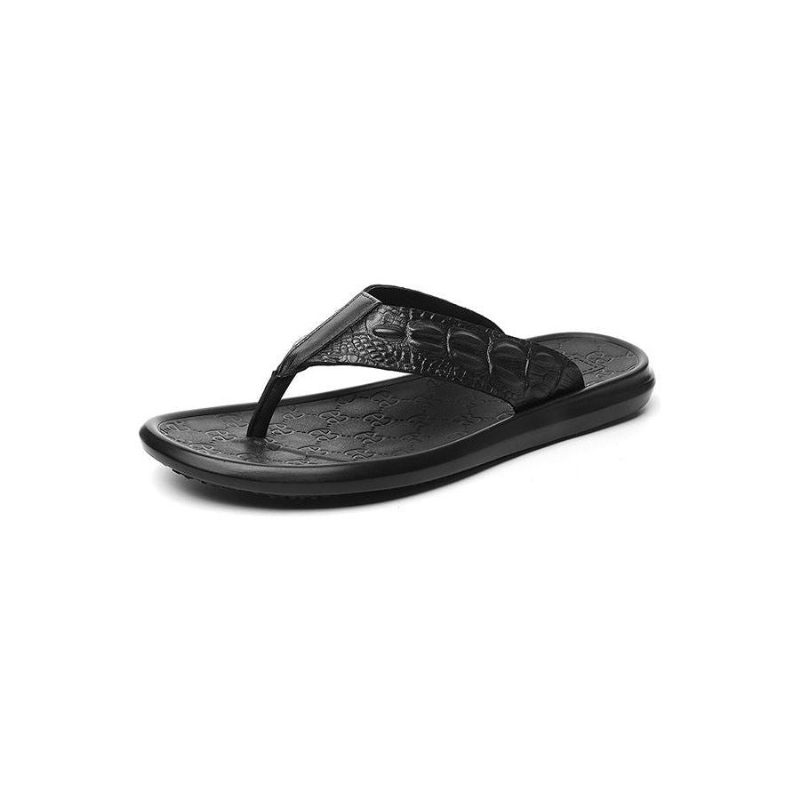 Vardagsskor För Män Krokodiltextur I Äkta Läder Flip Flop-sandaler